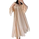 Pansleejoy Women's Vintage Nightgown with Robe 2 Pcs Cotton Victorian Sleepwear Sexy Slip Dress Robe Set