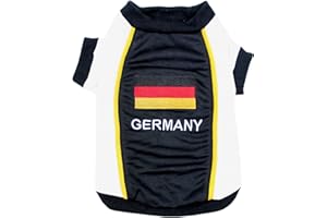 Parisian Pet Dog Jersey - Embroidered “ Germany “ Breathable Mesh Fabric Dog Sports Costume - Football, and Olympic Sportswear Pet Clothes - Lightweight Dog Jerseys for Medium Dogs - M