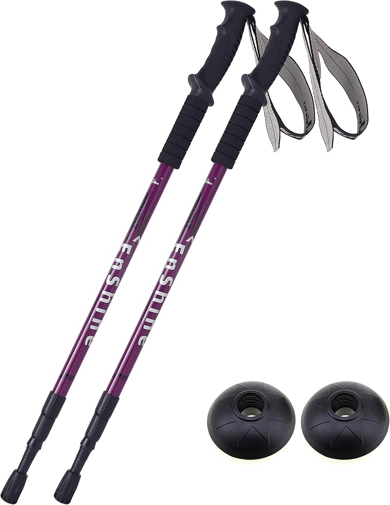 hikehobby Antishock Trekking Poles with Handle Purple 2 Pack
