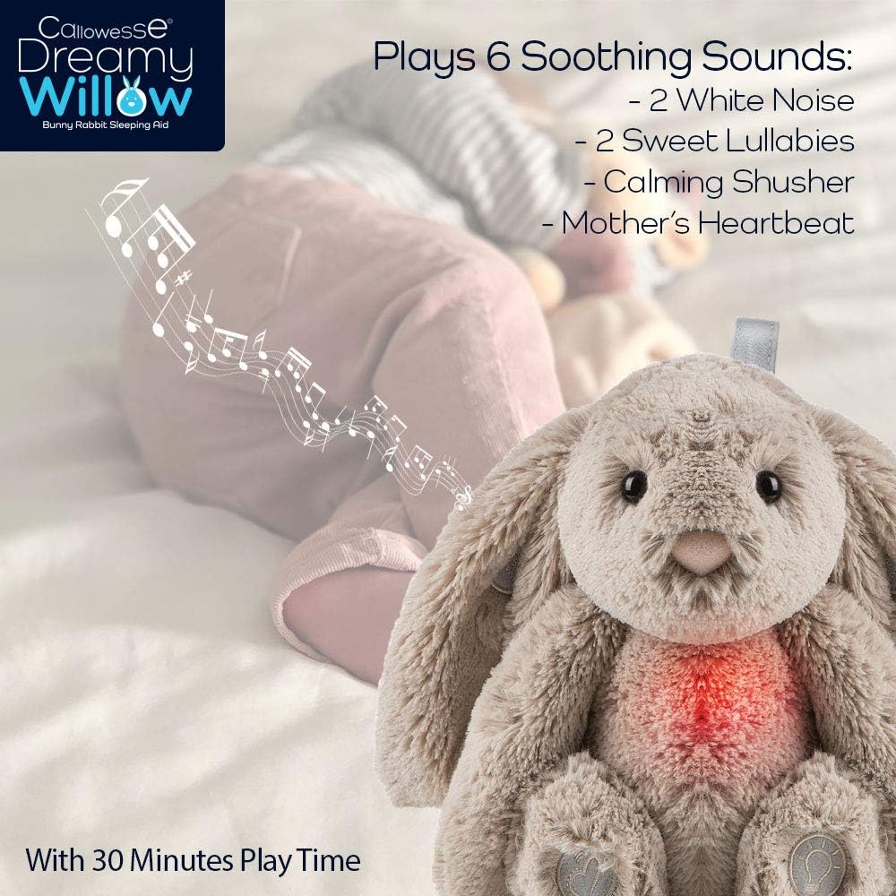 Callowesse Dreamy Willow Bunny Baby Sleep Aid with Smart Cry Sensor - 6 Comforting Sounds and Soft Glow Night Light - Image 5