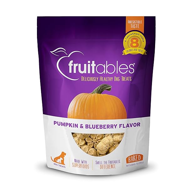 FRUITABLES CRUNCHY BAKED DOG TREATS | PUMPKIN & BLUEBERRY | 7 OUNCES, MODEL NUMBER: 2157