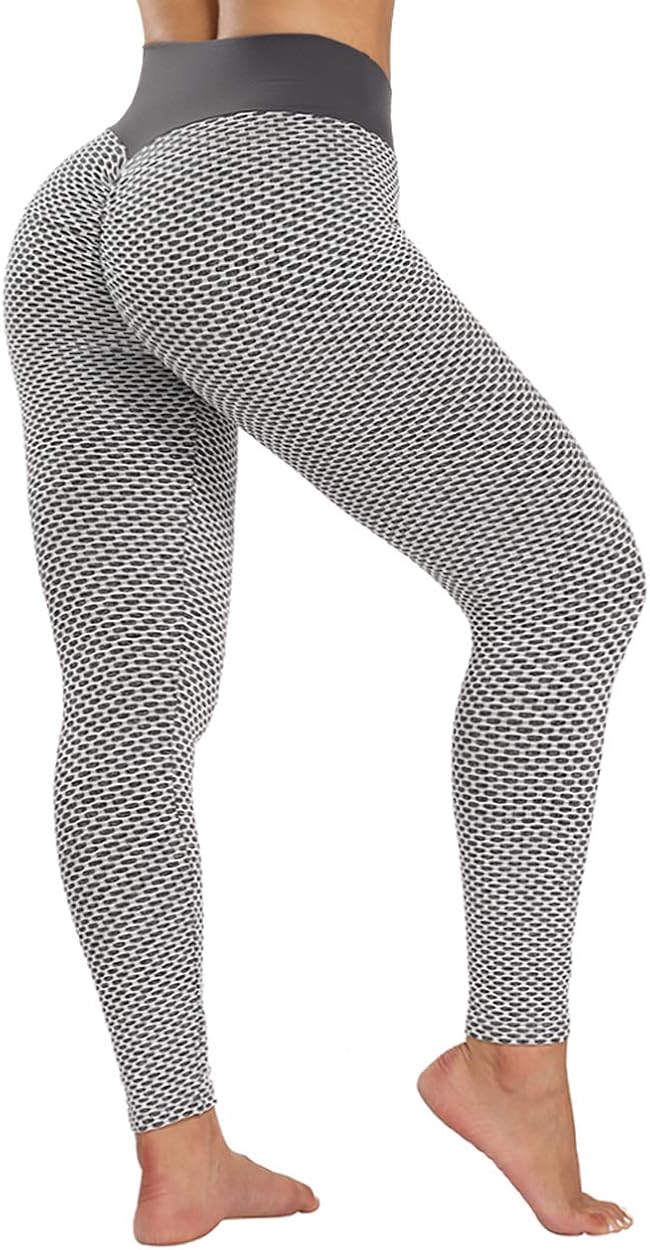 RIKAY Ladies Honeycomb High Waist Gym Leggings With Pockets Women