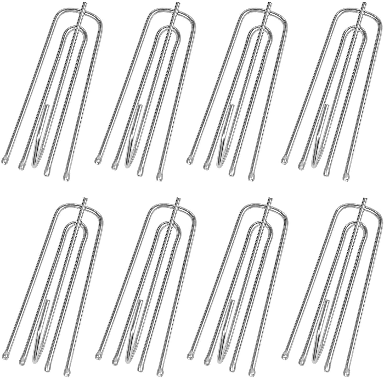 mzoLife 45 Pack Curtain Pleater Hooks, Stainless Steel Drapery Hook and Pin 4 Prongs Pinch Pleat Hook Clips, 4 End Curtain Hangers for Window Door Bathroom Curtain (4 Prongs)