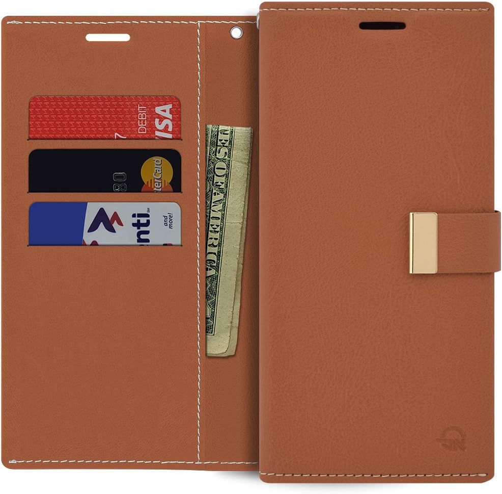 Qoosan LG X Charge Wallet Case, Slim Leather Flip for LG X Power 2/LG Fiesta LTE/LV7, Brown