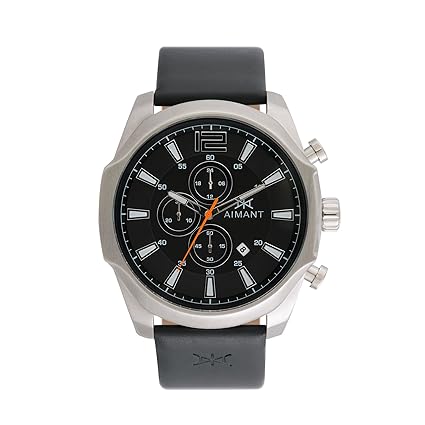 Mens Lyon Silver with Grey Leather Band Watch GLY-150L8-1S