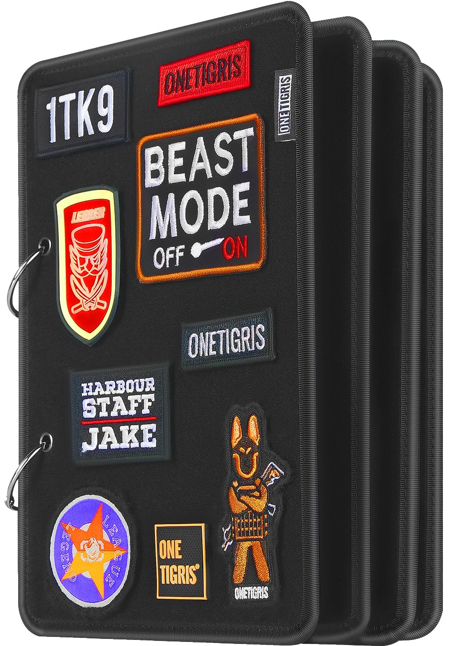 OneTigris Patch Board, Flip-Page Patch Book Tactical Patches Booklet Organizer Mini Display Panel Holder with Metal Removable Ring Binders, 11" x 8"