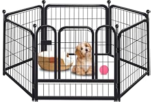 HOHOMETIC 24" Dog Playpen 6 Panels Designed for Indoor & Outdoor Use & Camping,Yard,Dog Crate,Dog Kennel,Puppy Playpen,Keep Pets Secure,Easy Assemble,24" Height for Puppies/Small Dogs,Black