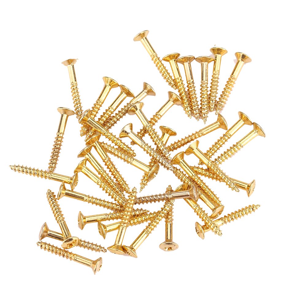 40 Pcs Guitar Pick Up Screws, Guitar Humbucker Pickup Screws Set Kit Ring Mounting Screws(Gold)