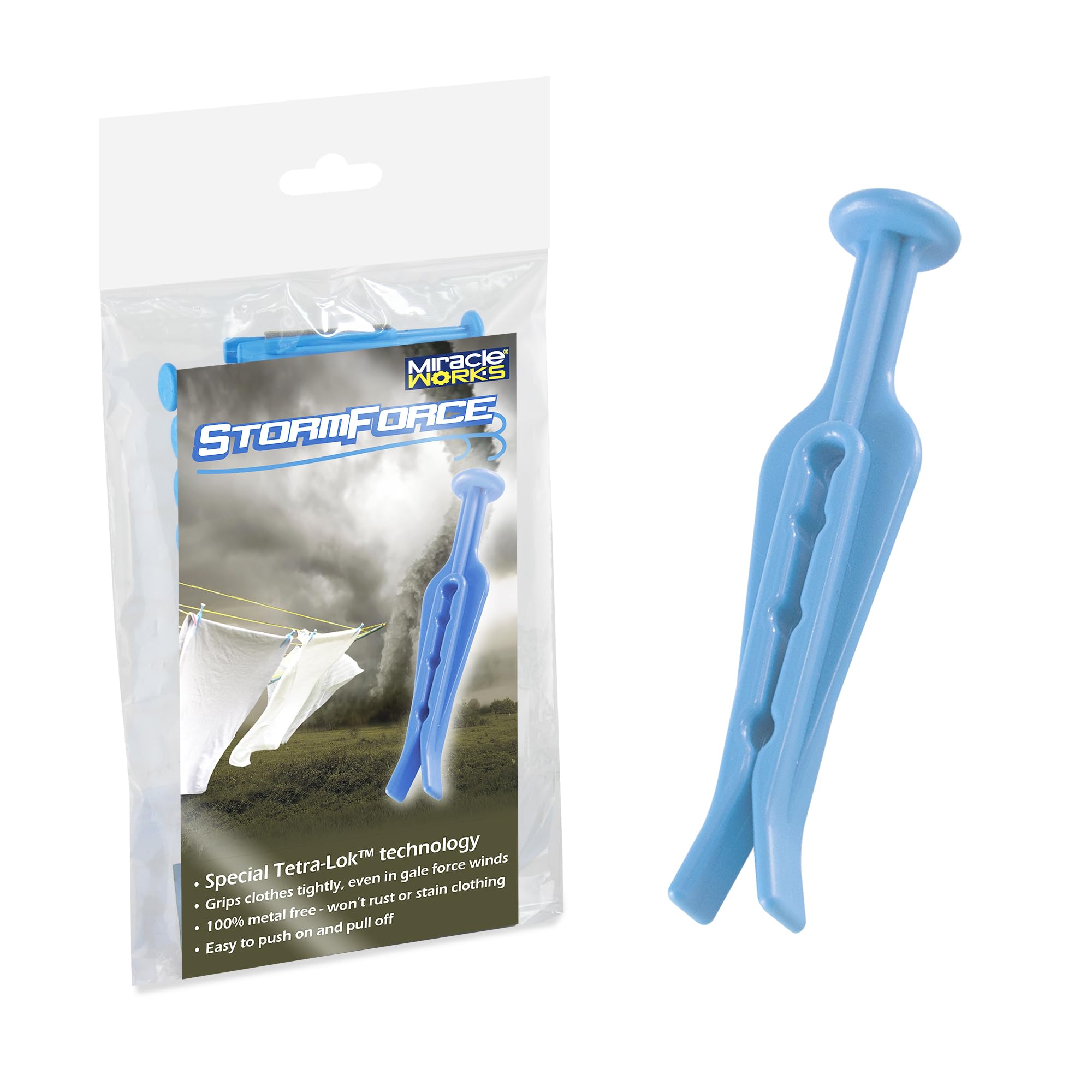 Miracle Works Storm Force Pegs - Extra Strong Clothes Pegs, Keeps Your Washing On The Line Whatever The Weather (24) Pack