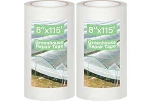 Innconee 2 Rolls 8'' x 115' Greenhouse Repair Tape 6.3 mil Thickness Heavy Duty Greenhouse Tape Clear UV Resistant Waterproof for Repairing Plastic Sheeting Polyethylene Film for Seaming Splicing