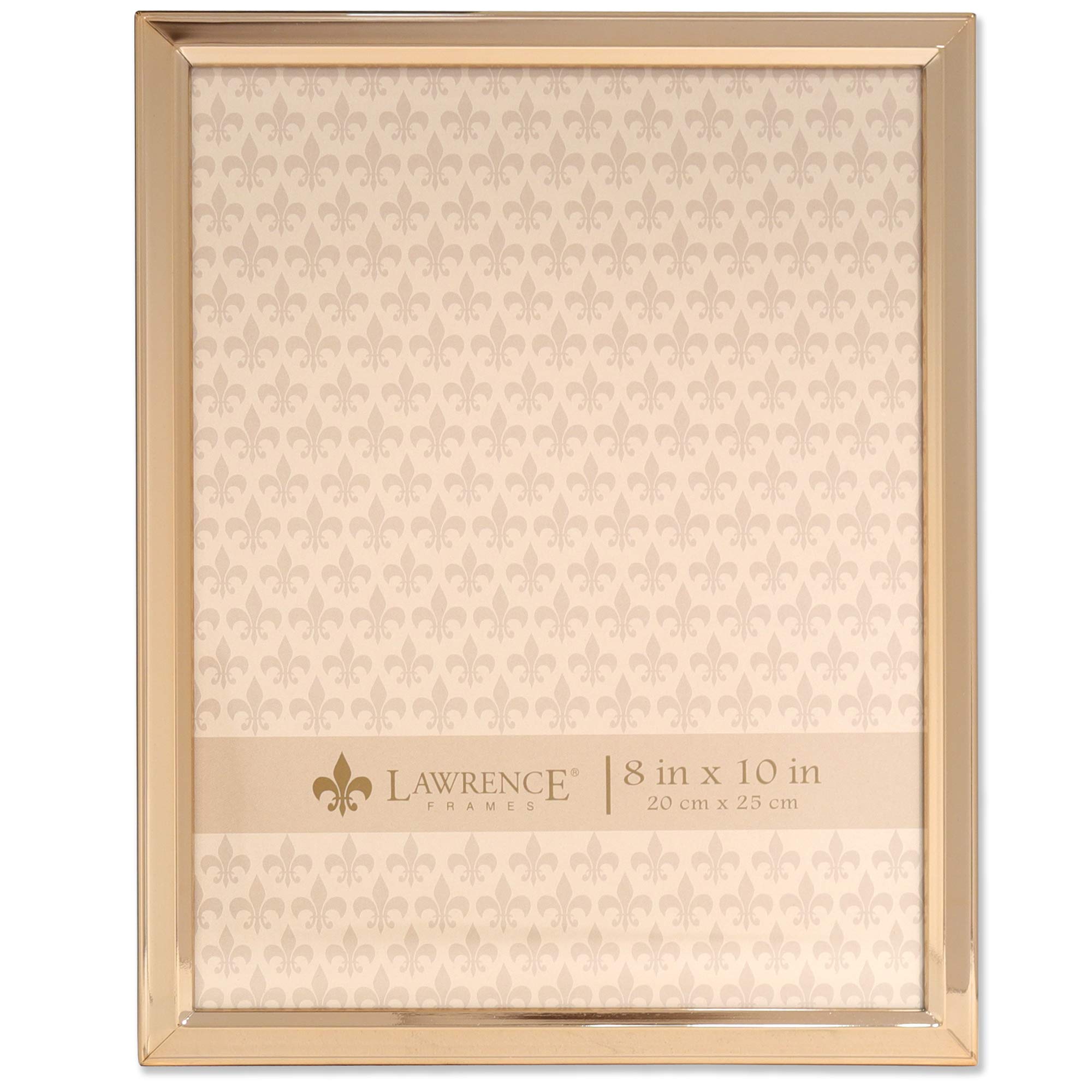 Lawrence Frames 8 x 10 Gold Metal Picture Frame - Classic Bevel Picture Frame, Metal