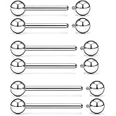 Kadogohno F136 Titanium 16/14/12/8/6/4/2G Internally Threaded Nipple Tongue Ring Industrial Bridge Prince Albert Piercing Jewelry Earrings 14/16/19/30/35/38/40mm Bars Barbells for Women Men