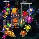 Toodour Solar Wind Chimes, Color Changing Maple Leaf Wind Chime, LED Mobile Wind Chimes, Waterproof Outdoor Wind Chime Lights for Garden, Patio, Party, Window, Thanksgiving