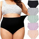 Feihtl Women's Plus Size Cotton Underwear Panties Ladies Briefs XL-5XL Plus Panties for Women 5-Pack Undies