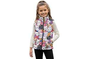 Frymappies Girls Full-Zip Fleece Vest Size 2-12 Kids Sleeveless Outerwear Jackets Soft Warm Winter Coat with Pockets