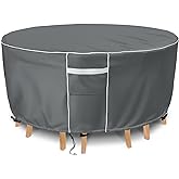 Gasadar Round Outdoor Furniture Cover Waterproof, Round Patio Furniture Covers for Patio Table and Chairs Set, Heavy Duty 600D, 62" Dia x 28" H, Grey