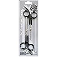 Pet Magasin Japanese Stainless Steel Grooming Scissors (2) for Facial Hair and Larger for Body Trimming with Round Tip (Black)