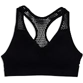 Maidenform Girl Girls' Big Sport Crop W/Lasercut Mesh, Black, M