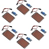 6 Pcs Water Sensor Rainwater Module Rain Rain Drops Detection Moisture Monitor Sensor 3.3V-5V LM393 Weather Humidity Module