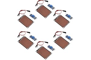 SHUTAO 6 Pcs Water Sensor Rainwater Module Rain Rain Drops Detection Moisture Monitor Sensor 3.3V-5V LM393 Weather Humidity Module