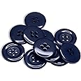 Pack of 12 Navy Plastic Buttons - 0.75 inch, 4 Hole, Round, Craft Buttons for Coat, Dress, Pants, Jacket