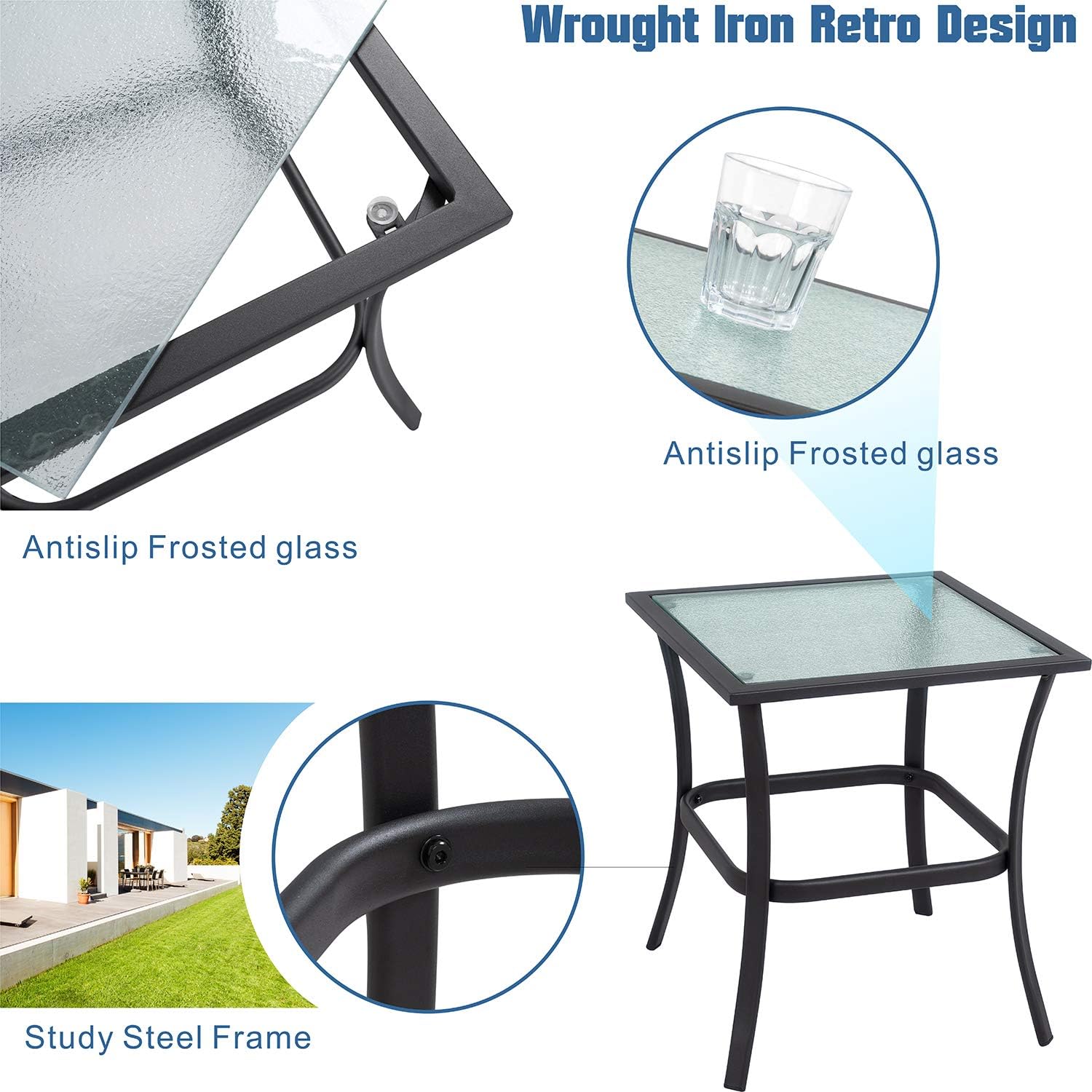 Shintenchi 3 Pieces Outdoor Patio Furniture Set, Portable Rattan Chair Wicker Furniture for Backyard Porch Lawn Garden Balcony with Cushions,Conversation Sets with Coffee Table: Garden & Outdoor