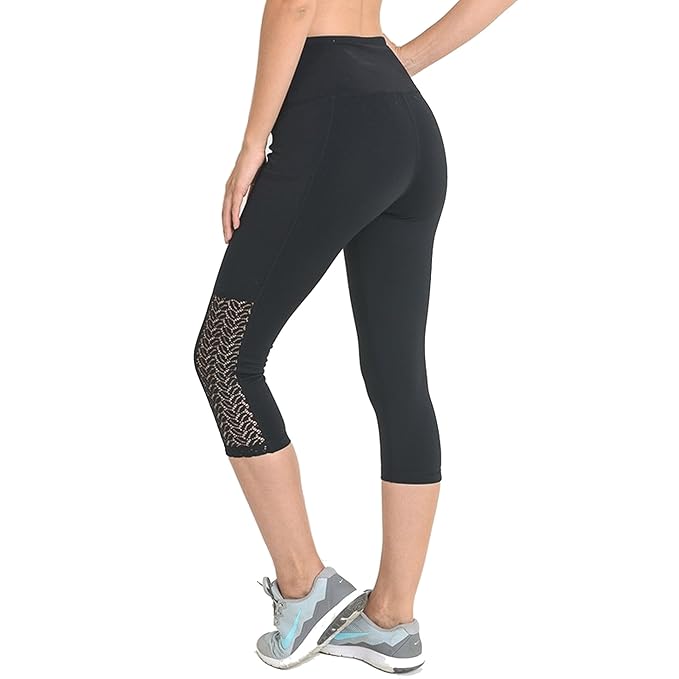 Mono B Womens Highwaisted Side Lace Detail Capri Leggings ...