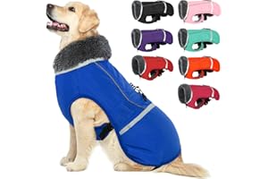 QBLEEV Warm Dog Coat Reflective Dog Jacket, Waterproof Dog Winter Coat Turtleneck Dog Clothes for Cold Weather, Thick Fleece Dog Snowsuit Christmas Dog Vest Pet Apparel for Small Medium Large Dogs XL