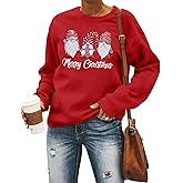 FAYALEQ Christmas Sweatshirt Women Christmas Tree Shirt Xmas Vacation Graphic Casual Long Sleeve Pullover Tops Blouse
