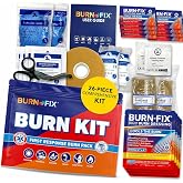 BurnFIX&reg; Burn Kit First Aid Recommended by Doctors, Comprehensive 25pcs First Aid Kit Includes Burn Gel, Burn Dressing, Gloves, Scissors, Wipes for Quick Burn Relief - Sunburn, Electrical, Flame Burns