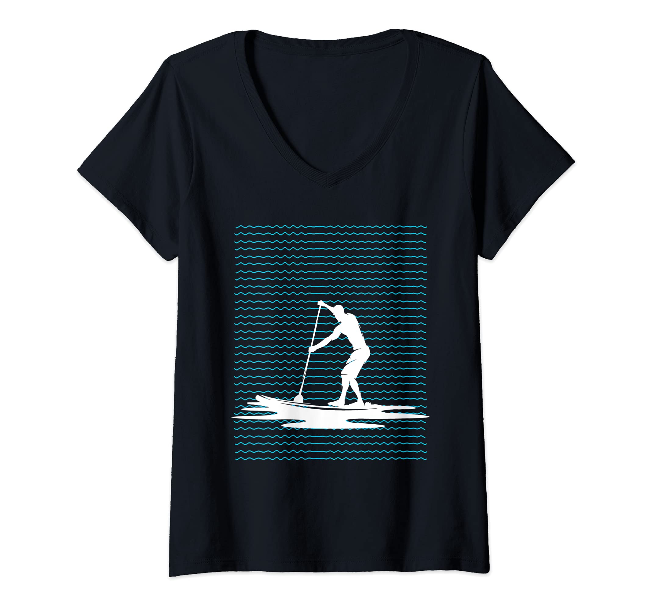 Womens Stand Up Paddler Paddleboard Sports Paddleboarding SUP V-Neck T-Shirt