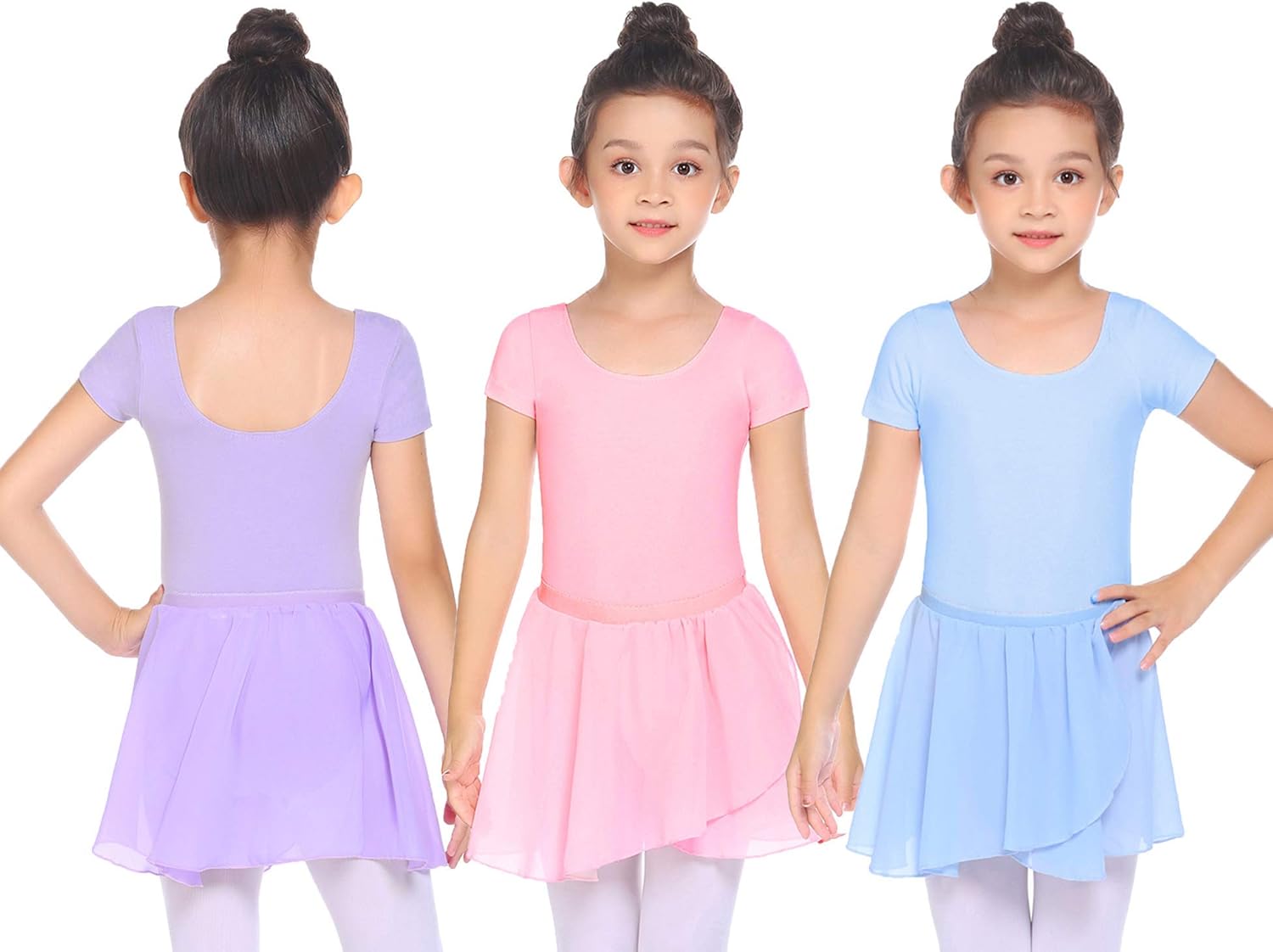 Zaclotre 3 Pack Girls Ballet Chiffon Wrap Skirts for Dance: Clothing