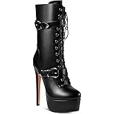 ANN CREEK 'Batian' Ultra High Stiletto Heels Platform Lace Up Boots
