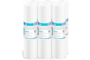 Membrane Solutions 5 Micron 10" x 2.5" Sediment Water Filter Replacement Cartridge for Any Water Filter 10 x 2.5 inch Whole House RO System, Compatible with GE FXUSC, Aqua-Pure AP110, WHKF-GD05-6 Pack