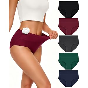 SIMIYA Cotton Underwear for Women, High Waisted Full Coverage Briefs 5 Pack | Women's cotton underwear offers high waisted fu