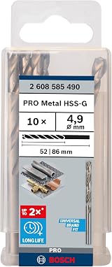 Bosch 10x PRO Metal HSS-G Twist Drill Bit Ø4.90mm Pack of 10 view 2
