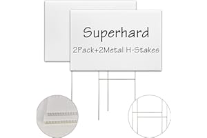 LARREEDE Blank Yard Signs With Stakes, 2 Pack 18 x 12 Inches White Plastic Lawn Signs For Happy Birthday, Garage Sale, Rent, Guidepost Decorations