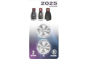 REMOTEOVERSTOCK (2 Pack) CR2025 2025 Remote Key FOB Battery OEM Replacement for Mercedes Benz Accessories MB 1995-2015 IYZ-3312 IYZ3312 IYZDC and P/N’s: 5WK47283 20490562029999 20490511049999 (Fits 2, 3 or 4 Button)