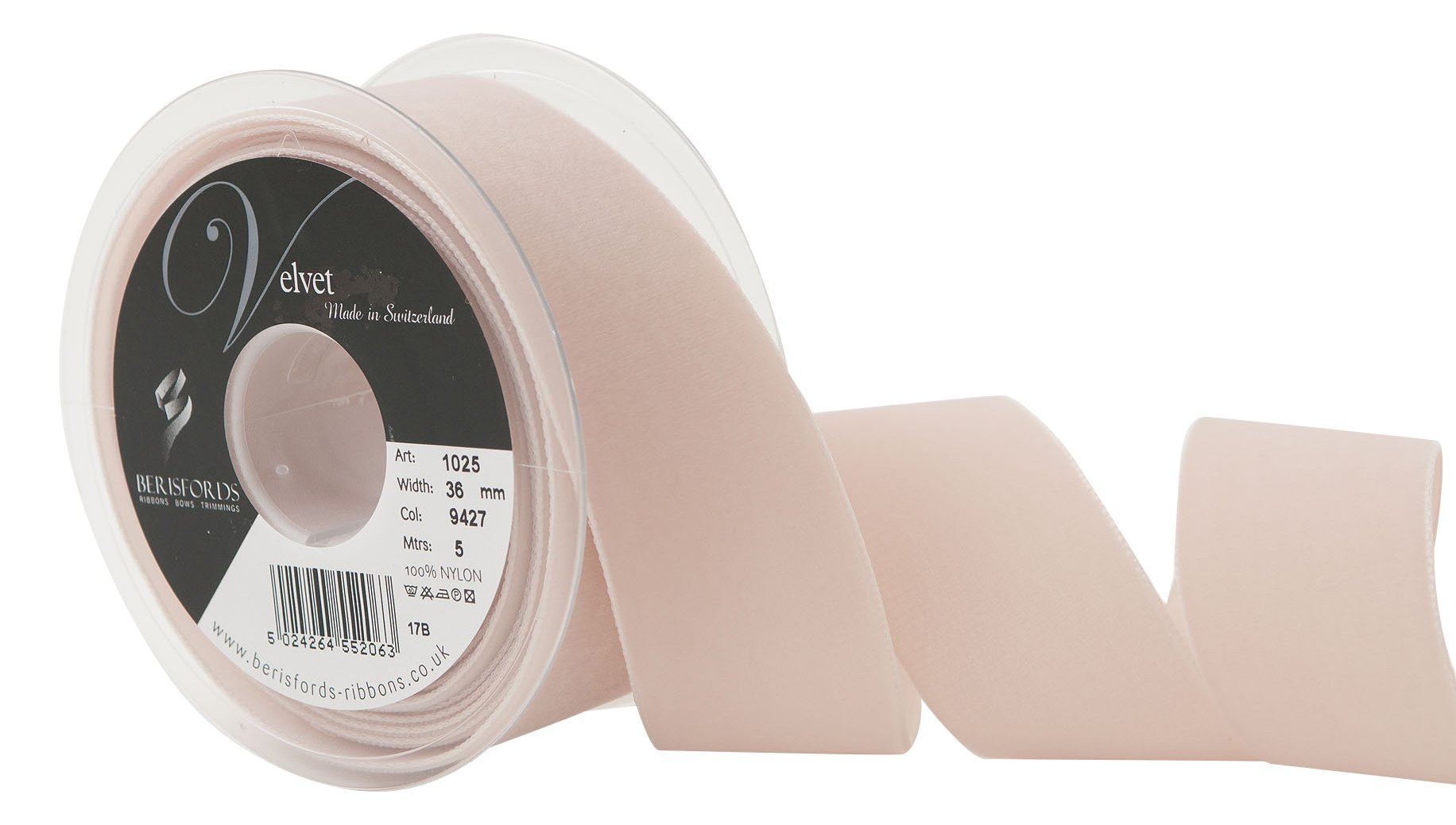 Berisfords Velvet Ribbon, Beige, 102 x 45 x 102 cm