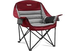 Youtanic Oversized Camping Chair, Portable Folding Camping Chairs with Side Pocket, Cup Holder and Carry Bag, Heavy Duty Outdoor Camping Chairs for Adults, Fishing, Sports, Trip, up to 400lbs, Style 3
