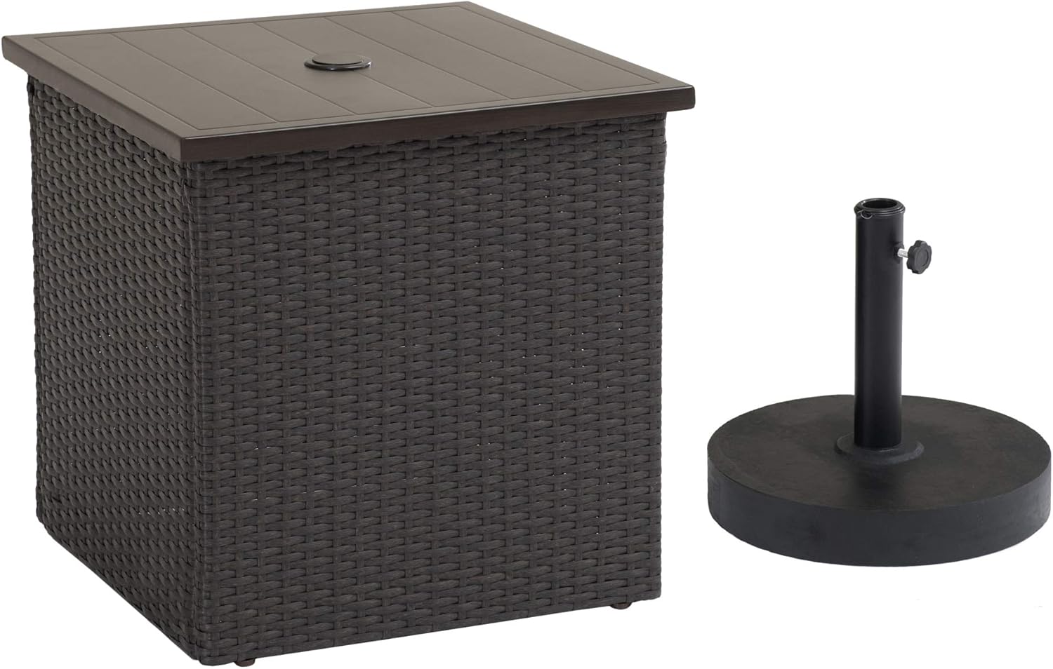 Sunjoy A210000602 Vanessa Combination Umbrella Stand Side Table, Brown : Garden & Outdoor