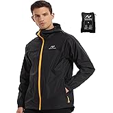 NORDIC OUTLAND Rain Jacket Men Packable Lightweight, Waterproof Breathable Raincoat with Hood, Outdoor Hiking Winbreaker