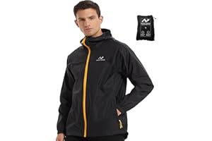 NORDIC OUTLAND Rain Jacket Men Packable Lightweight, Waterproof Breathable Raincoat with Hood, Outdoor Hiking Winbreaker