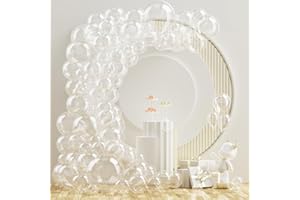 NISOCY Clear Balloons Arch Garland Kit, 102PCS 18In 12In 10In 5In Round Helium Transparent Bubble Balloons Different Sizes for Birthday Baby Shower Wedding Engagement Bridal Shower Party Decoration