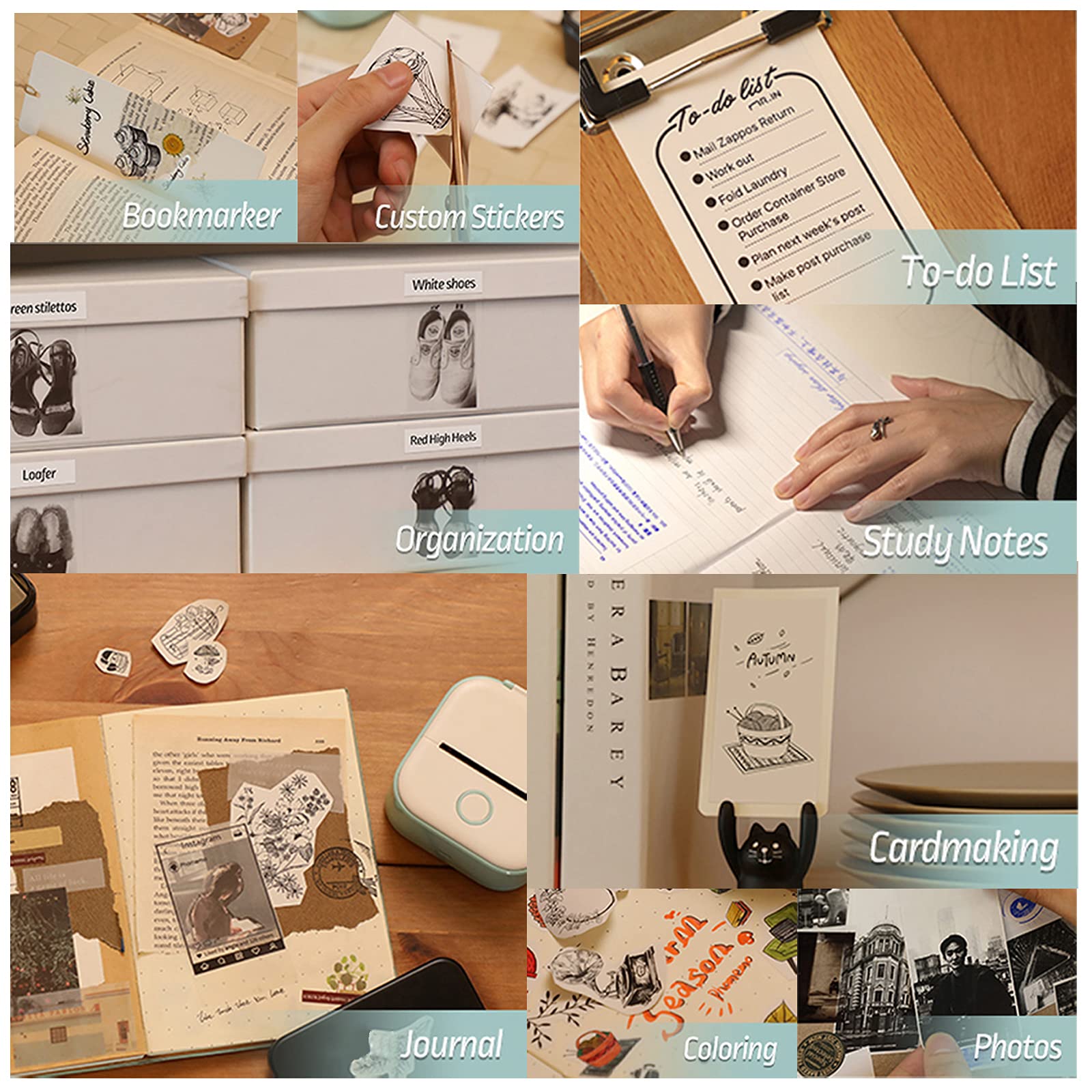 Memoking T02/M02X/M02L White Thermal Paper-10-Year Sticky 50mmx3.5m for Journal Photo Texts Study Notes and More, 3 Rolls