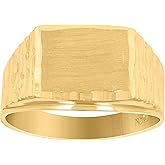 Jewels By Lux 10kt Yellow Gold Mens Diamond Cut Textured Signet Square Ring
