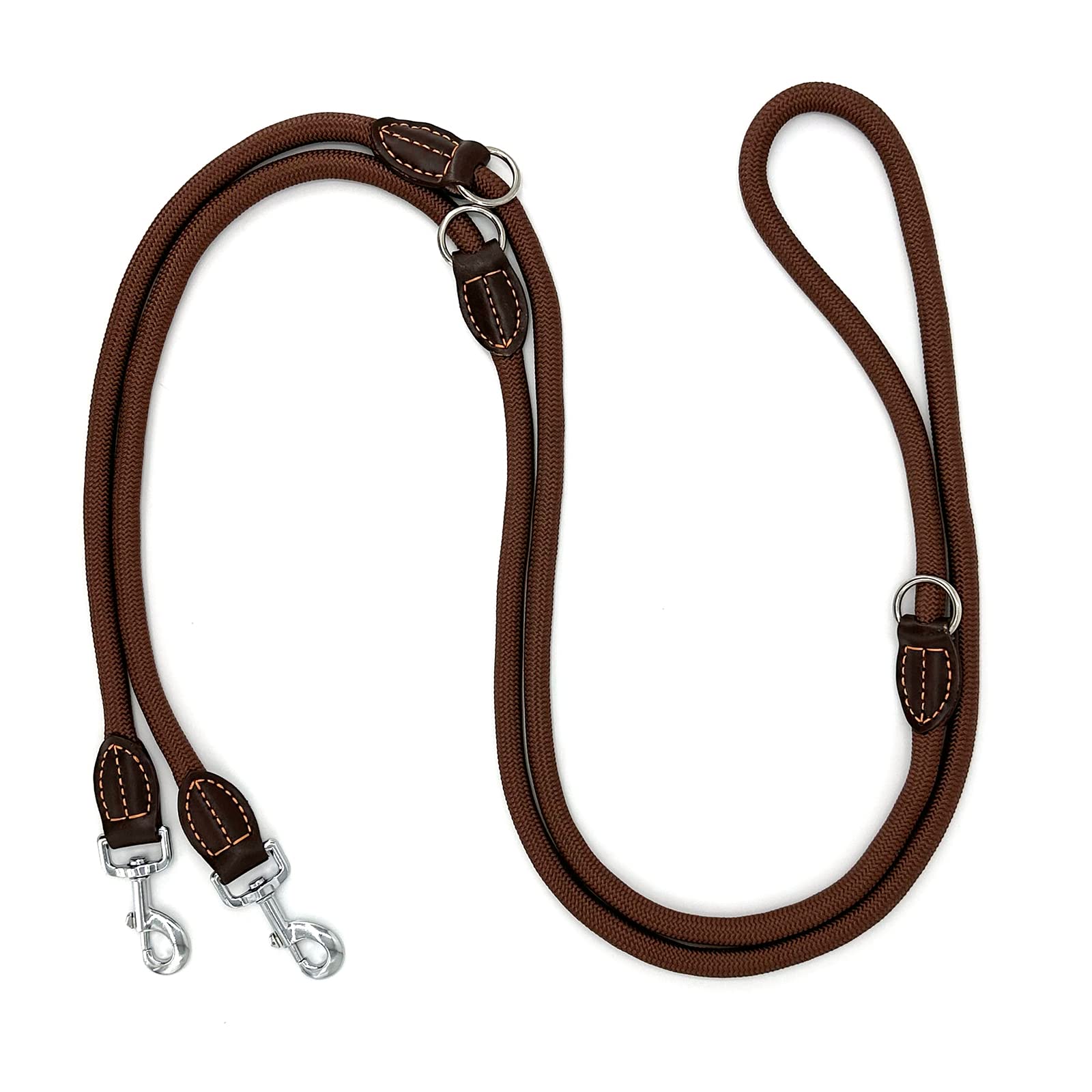 Double Dog Lead for Medium Large Dogs 3 m Adjustable with 2 Carabiners Leads Dog Robust Nylon Dog Leash Multifunctional Dog Lead 3 m Long x 1.4 cm Brown — image 1