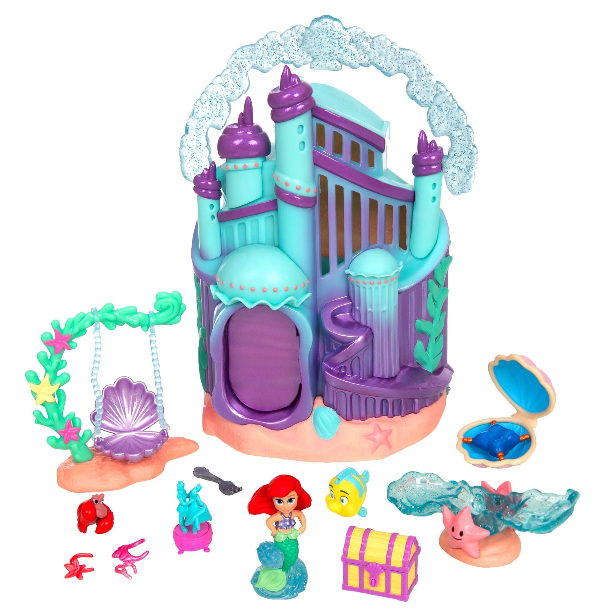 Disney Store Official The Little Mermaid Doll House, 14.5cm / 6", Once Upon a Story Playset Includes Ariel, Flounder, Sebastian, Triton's Palace and Accessories, For Age 3+