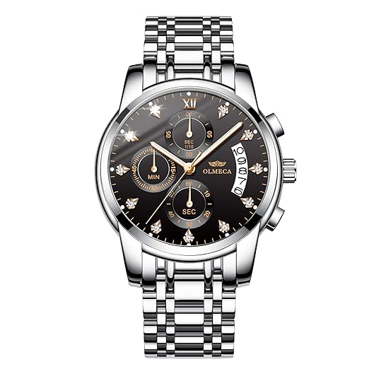 Herrenuhr Mode Luxus Quarz Armbanduhr Wasserdichte Chronograph mit Leder Edelstahl Uhren für Männer