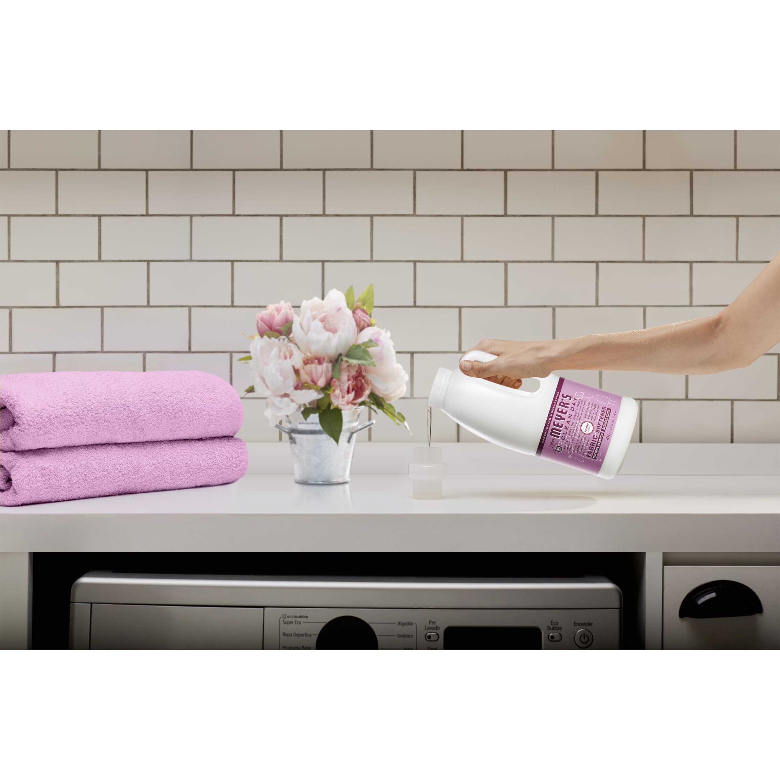 MRS. MEYER\'S CLEAN DAY Liquid Fabric Softener, Infused with Essential Oils, Paraben Free, Peony, 32 oz (32 Loads)